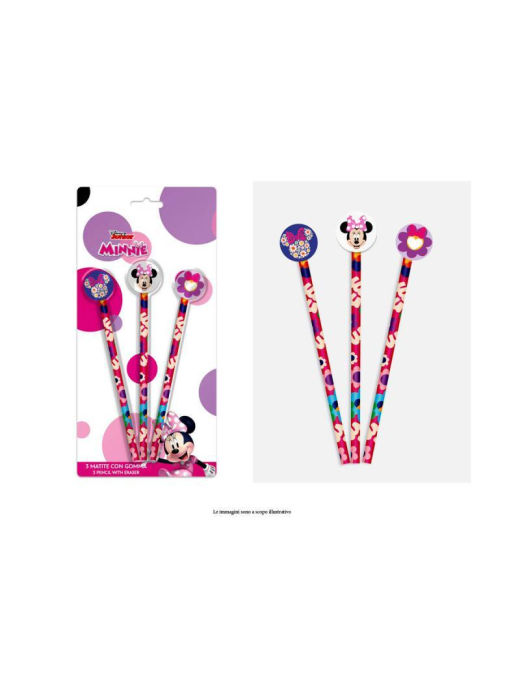 MINNIE MATITE CON GOMMA 3pezzi