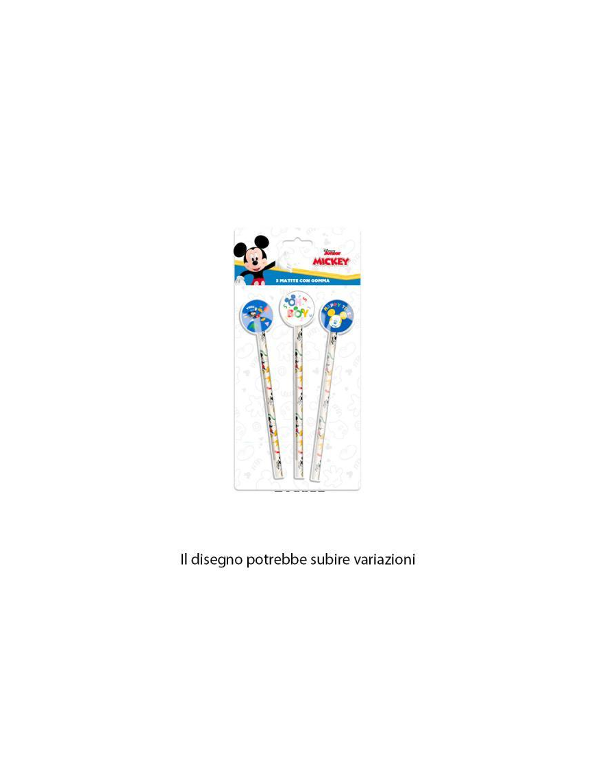 MICKEY PENCILS WITH ERASER 3 pieces