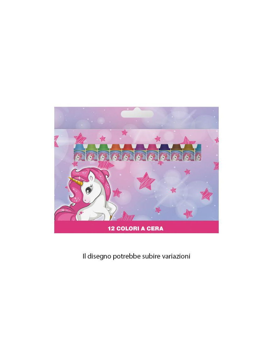 UNICORNO COLORI A CERA 12 PEZZI