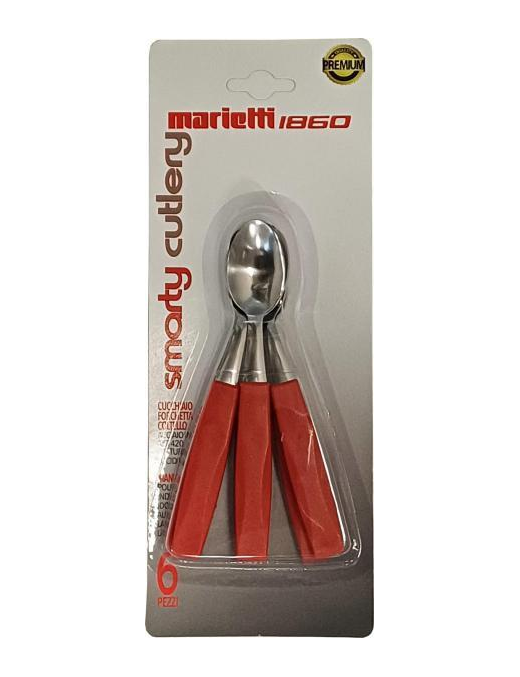 RED SPOONS 6 PIECES