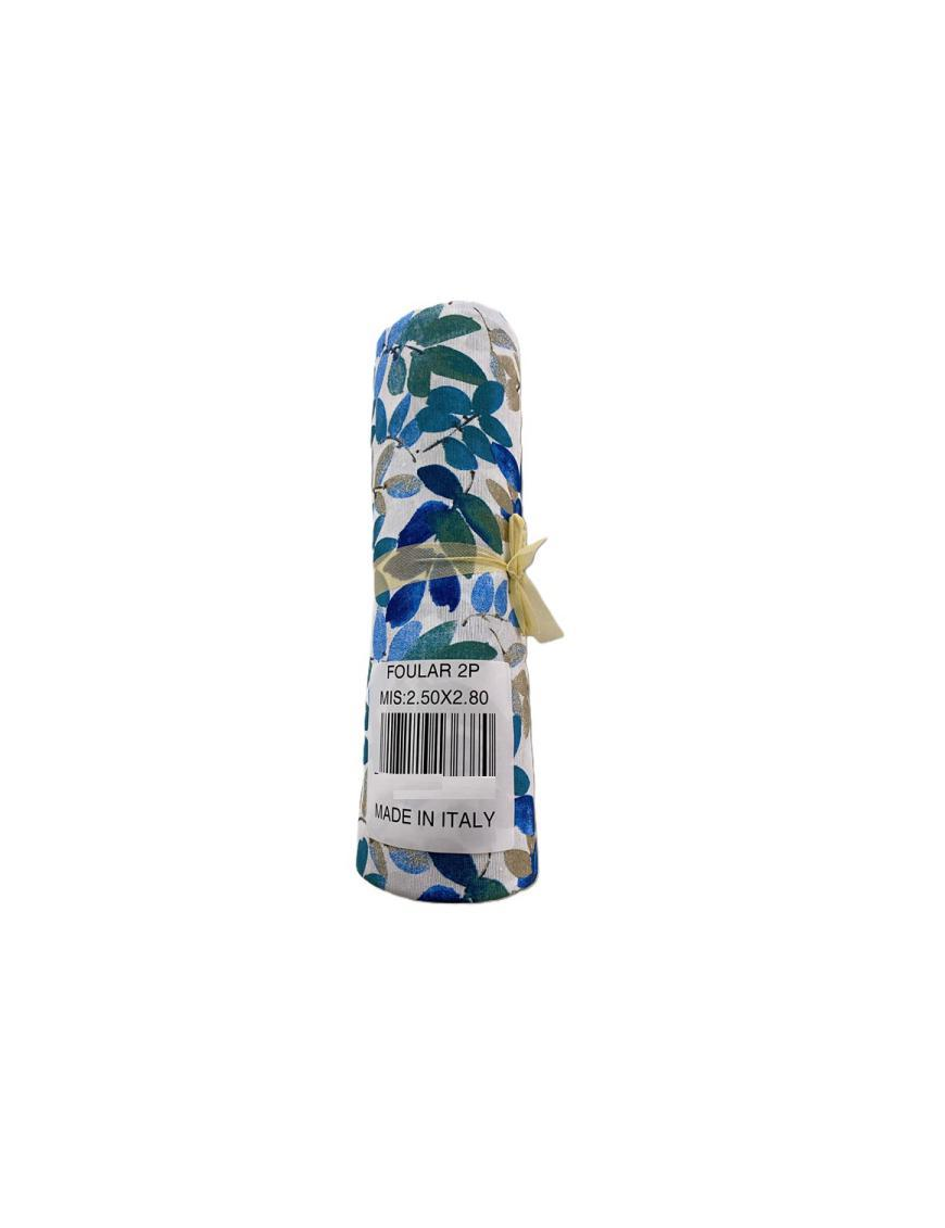 LINEA FOGLIE BLU FOULARD 280x240cm