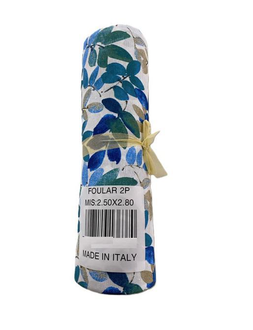 LINEA FOGLIE BLU FOULARD 280x240cm