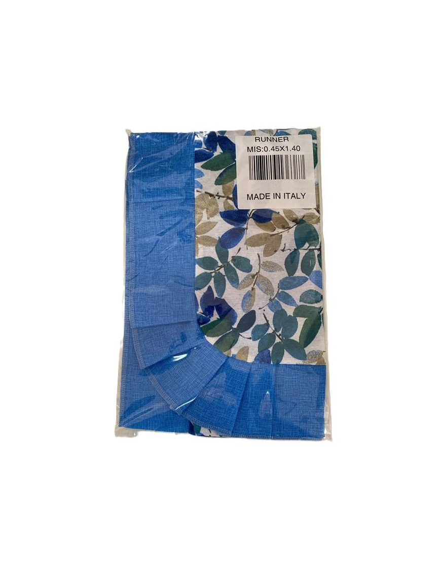 LINEA FOGLIE BLU RUNNER 45x140cm