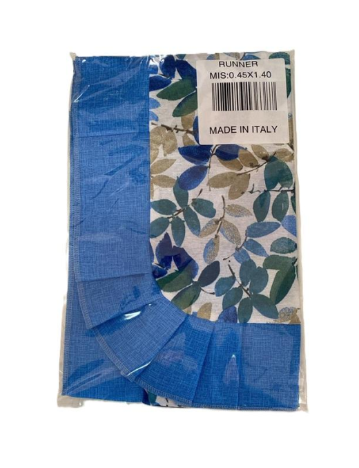 LINEA FOGLIE BLU RUNNER 45x140cm