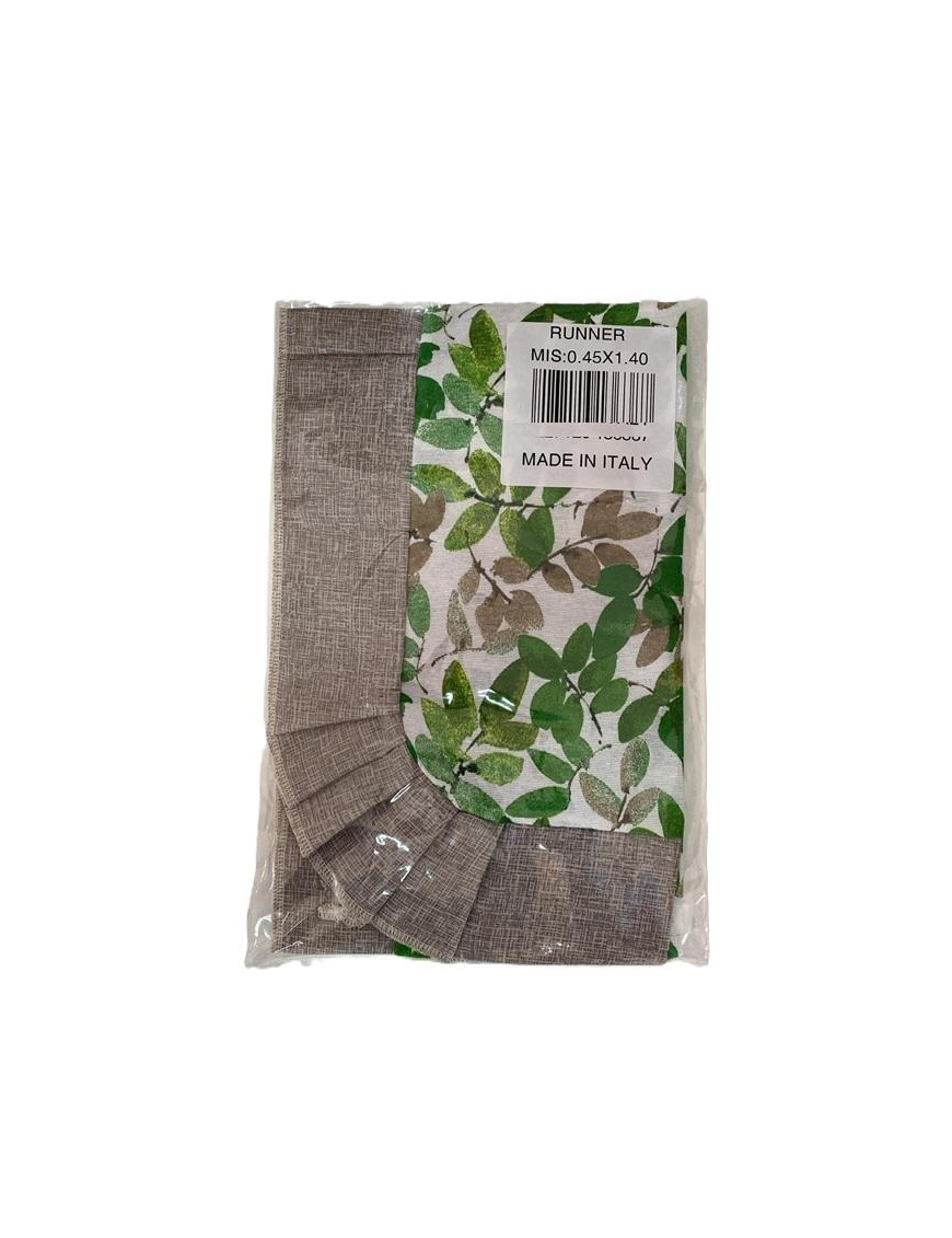 LINEA FOGLIE VERDE RUNNER 45x140cm