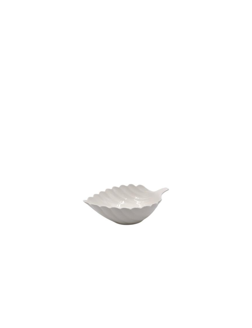 WHITE LINE LEAF BOWL 25x18cm