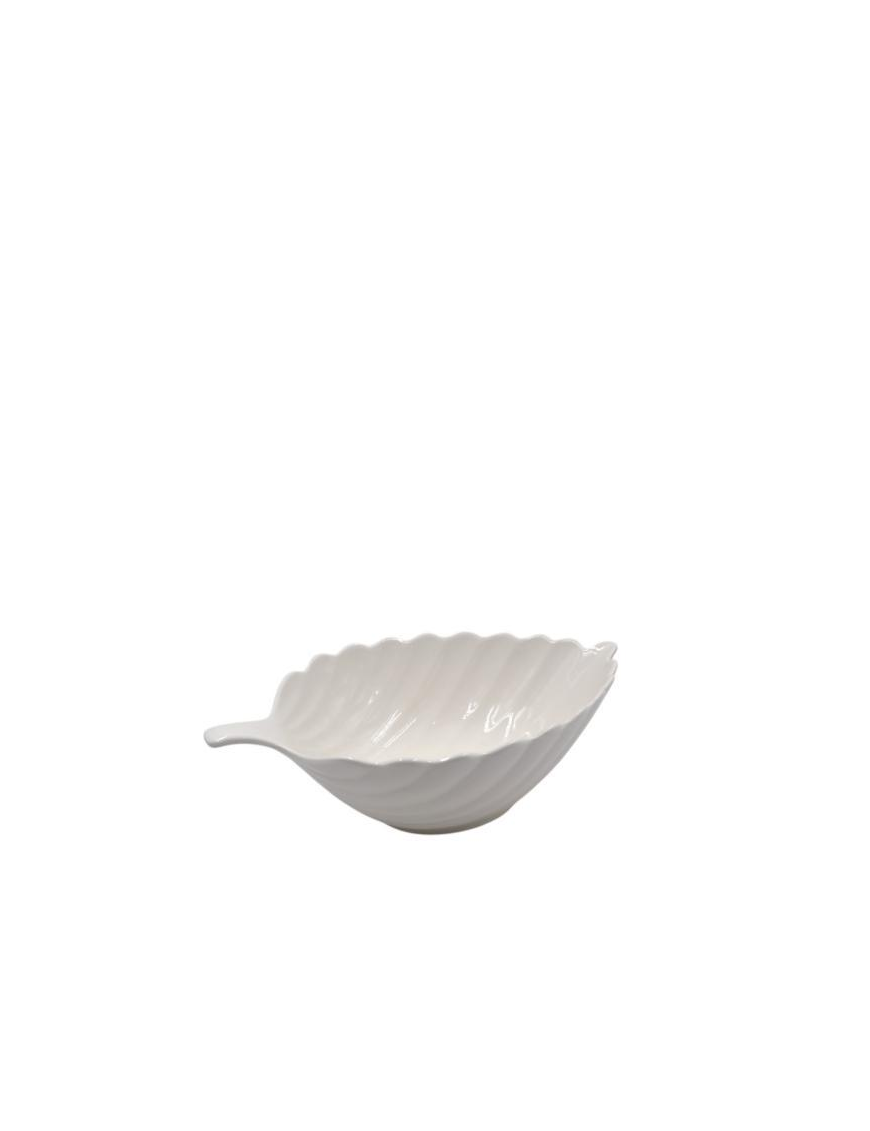 WHITE LINE LEAF BOWL 31x20cm