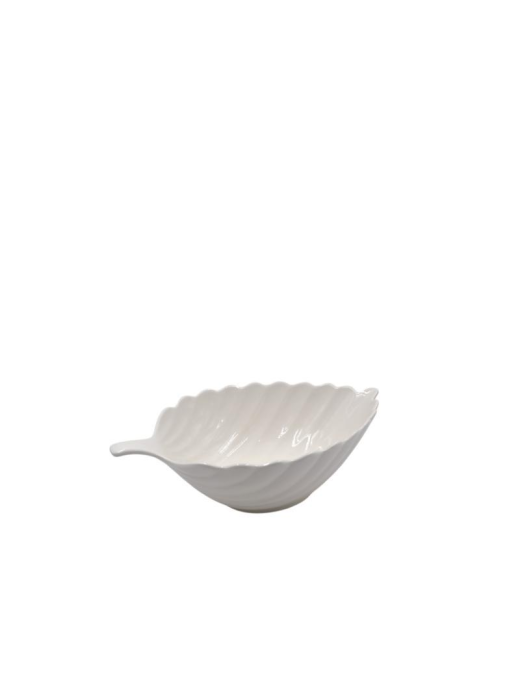 WHITE LINE LEAF BOWL 31x20cm
