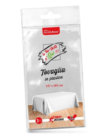WHITE PLASTIC TABLECLOTH 137x183cm