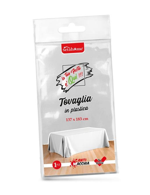 WHITE PLASTIC TABLECLOTH 137x183cm