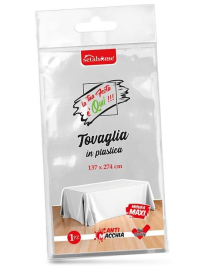 WHITE PLASTIC TABLECLOTH 137x274cm