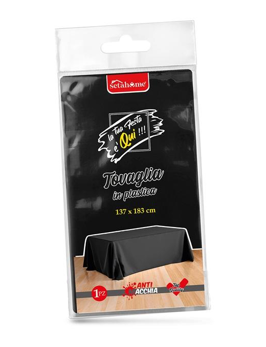 BLACK PLASTIC TABLECLOTH 137x183cm