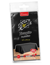 BLACK PLASTIC TABLECLOTH 137x274cm
