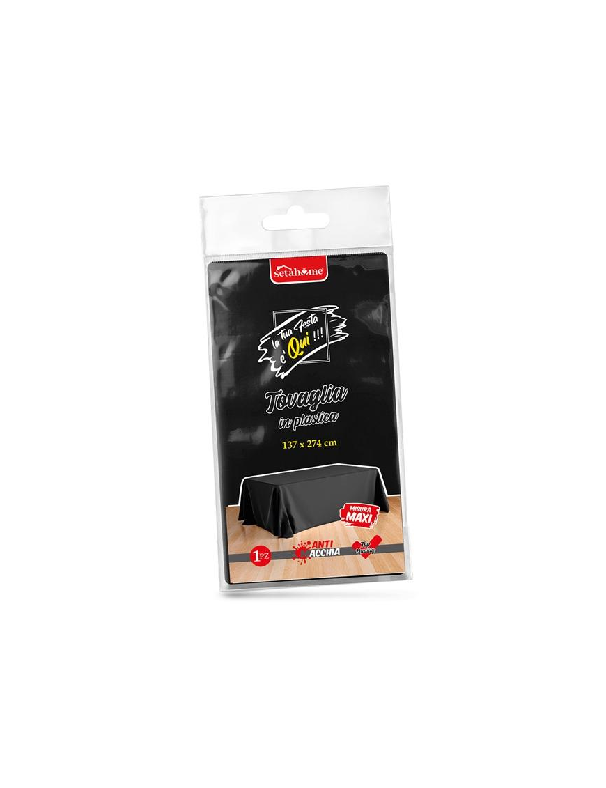 BLACK PLASTIC TABLECLOTH 137x274cm