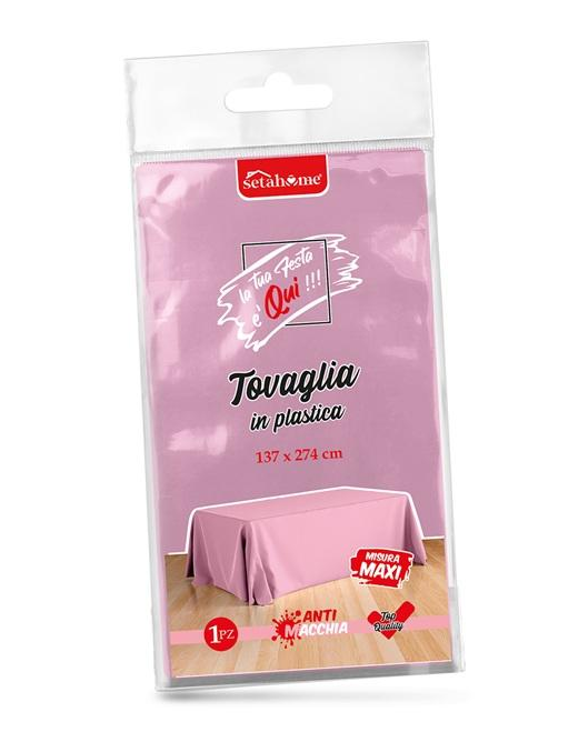 TOVAGLIA PLASTICA ROSA 137x274cm