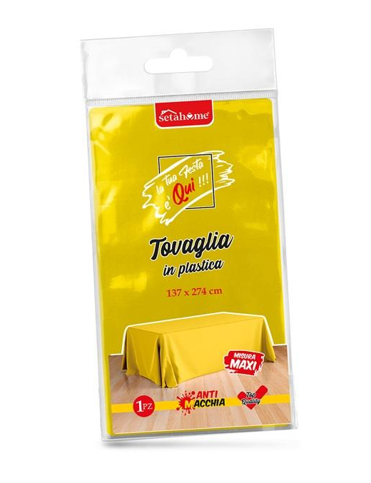 YELLOW PLASTIC TABLECLOTH 137x274cm