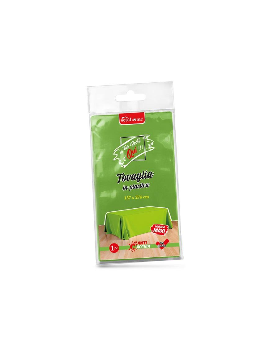 GREEN PLASTIC TABLECLOTH 137x274cm