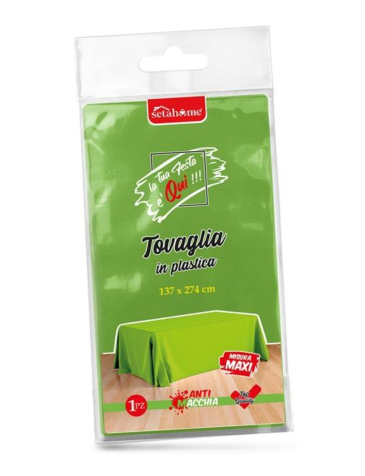 GREEN PLASTIC TABLECLOTH 137x274cm