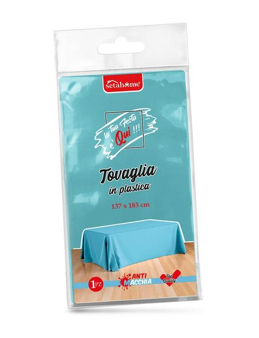 BLUE PLASTIC TABLECLOTH 137x183cm