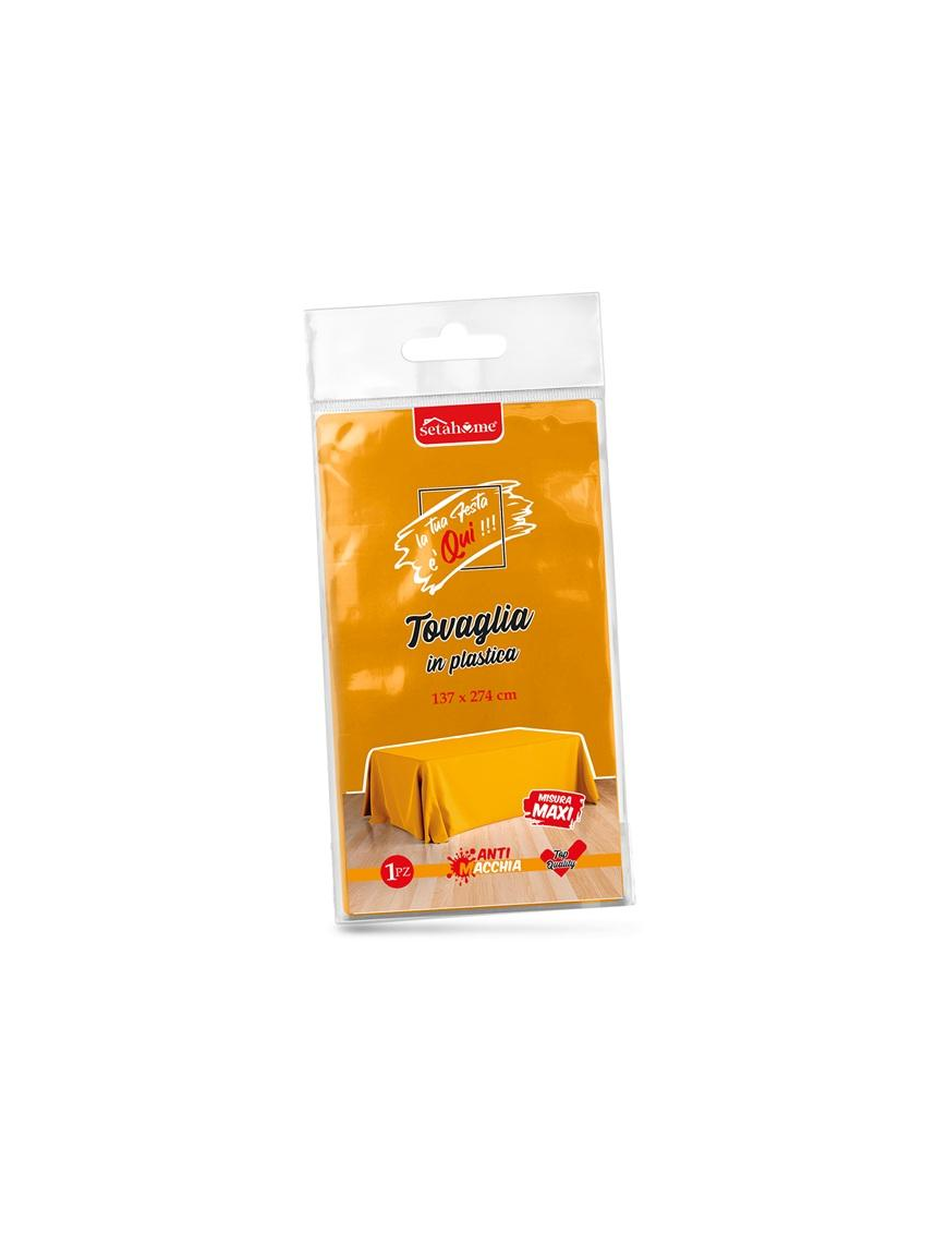 ORANGE PLASTIC TABLECLOTH 137x274cm
