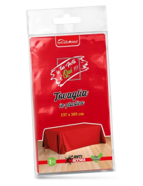 RED PLASTIC TABLECLOTH 137x183cm