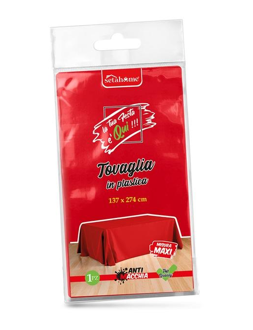 TOVAGLIA PLASTICA ROSSA 137x274cm