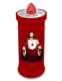 RED VOTIVE LAMP 6x13.5 + ALKALINE BATTERIES