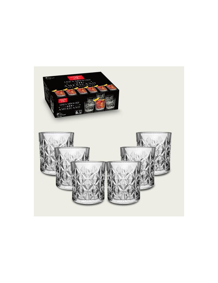 GLASS GLASSES 6 PIECES AMERICAN 33 CENTILITERS