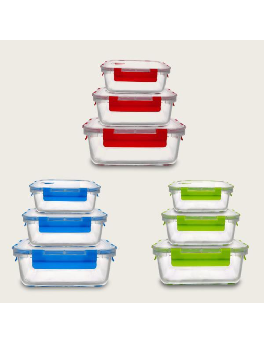 3-PIECE SQUARE GLASS CONTAINER