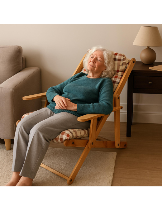 COMFORTABLE ARMCHAIR WITH 3 POSITIONS, BROWN AND WHITE COLOUR