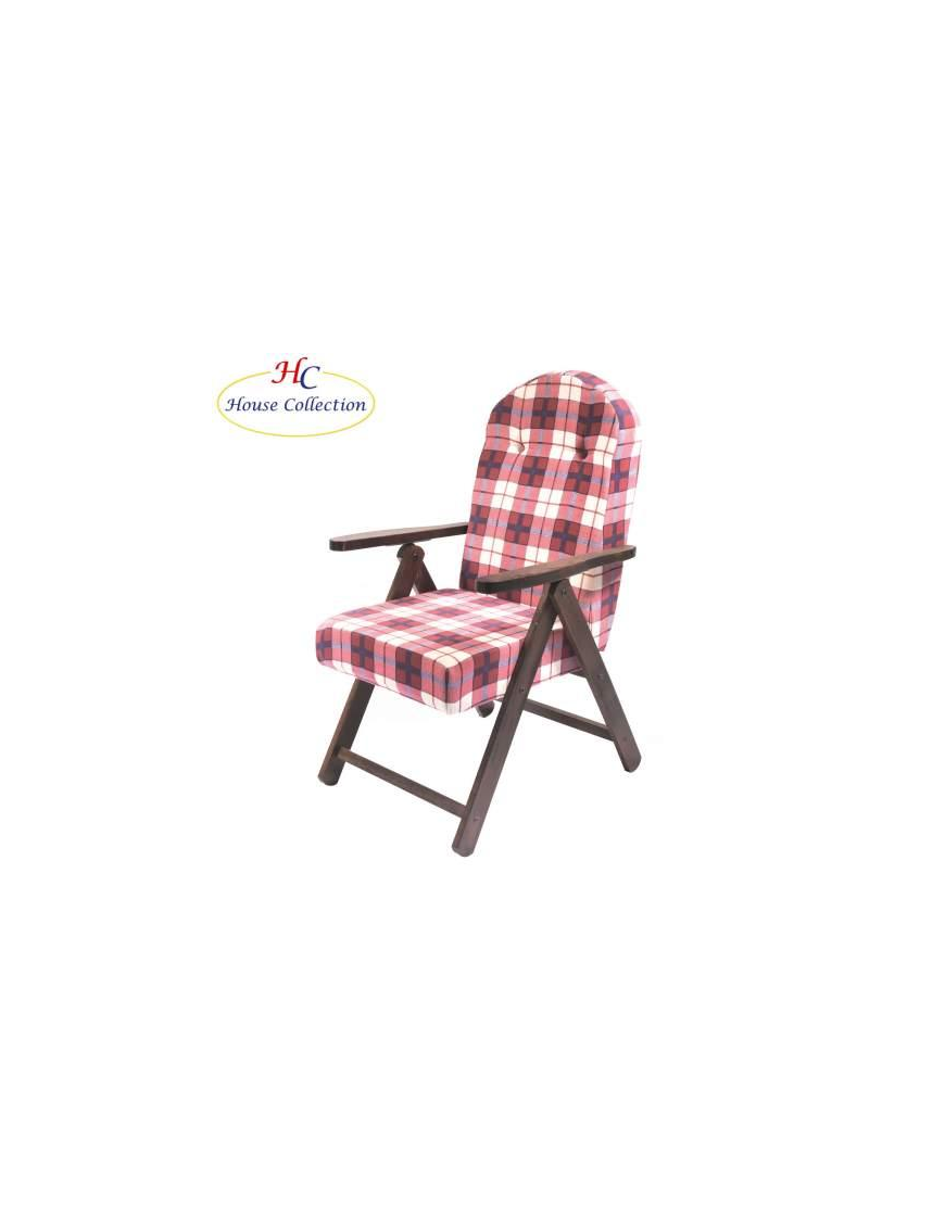 POLTRONA SIENA MOLISANA IN LEGNO NOCE, COLORE ROSSO E BIANCO