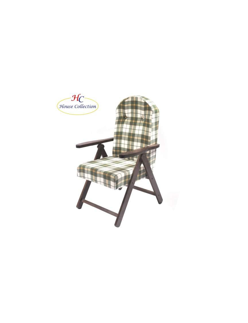 POLTRONA SIENA MOLISANA IN LEGNO NOCE, COLORE VERDE E BIANCO
