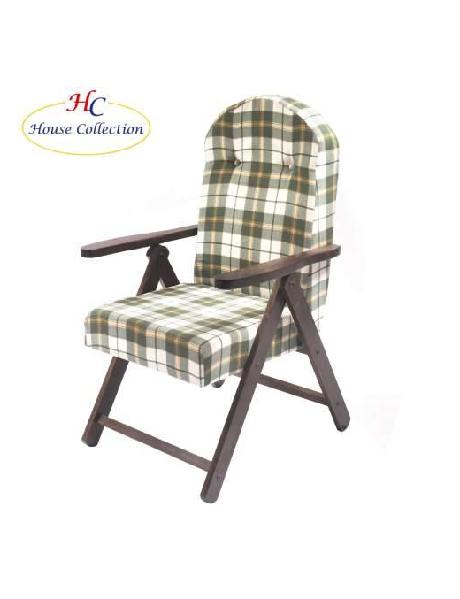 SIENA MOLISANA ARMCHAIR IN WALNUT WOOD, GREEN AND WHITE COLORS
