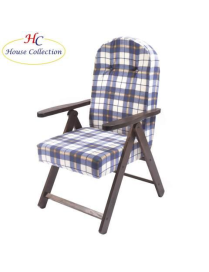 POLTRONA SIENA MOLISANA IN LEGNO NOCE, COLORE BLU E BIANCO