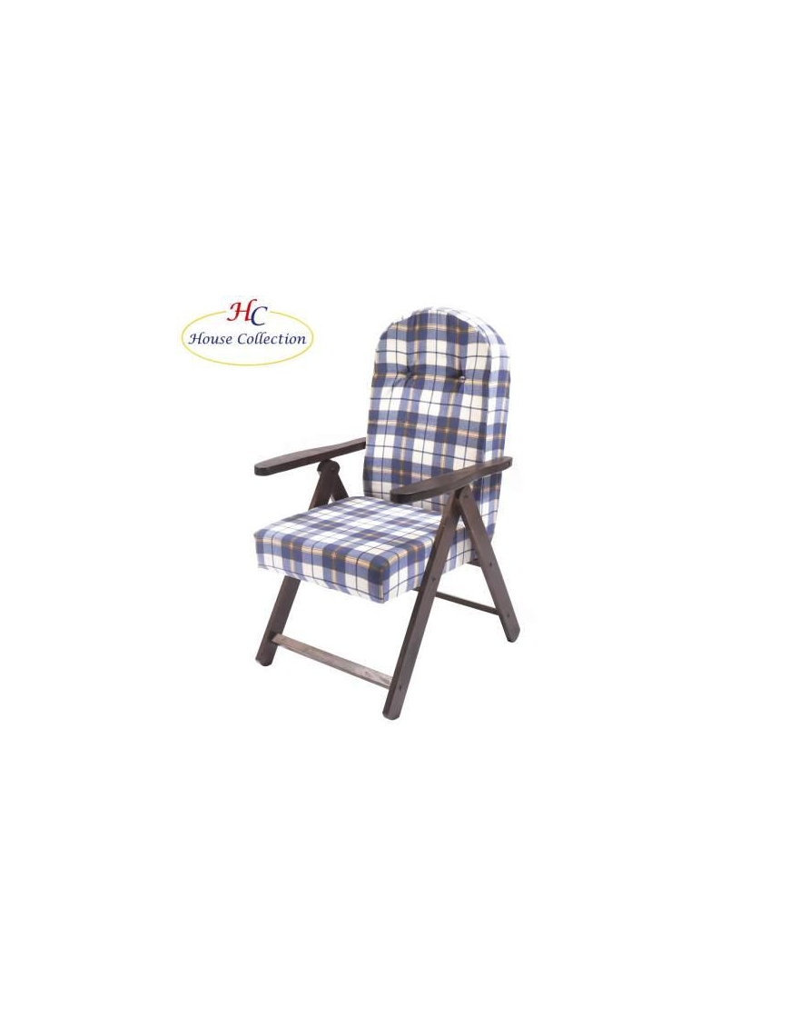 POLTRONA SIENA MOLISANA IN LEGNO NOCE, COLORE BLU E BIANCO