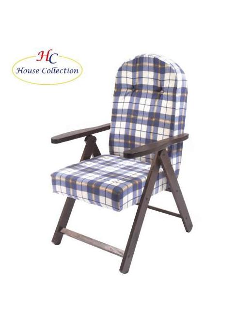 POLTRONA SIENA MOLISANA IN LEGNO NOCE, COLORE BLU E BIANCO