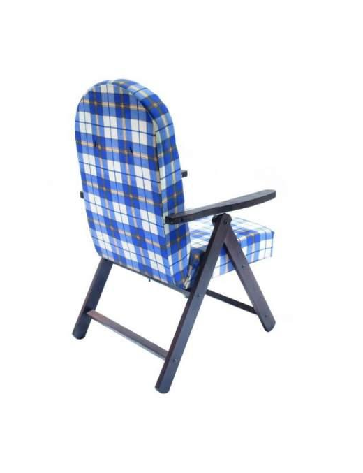 POLTRONA SIENA MOLISANA IN LEGNO NOCE, COLORE BLU E BIANCO