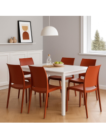 VOLGA SEDIA SENZA BRACCIOLI ROSSO MATTONE 54X46X80cm