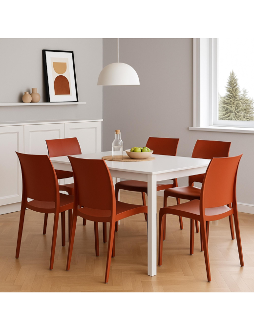 VOLGA SEDIA SENZA BRACCIOLI ROSSO MATTONE 54X46X80cm