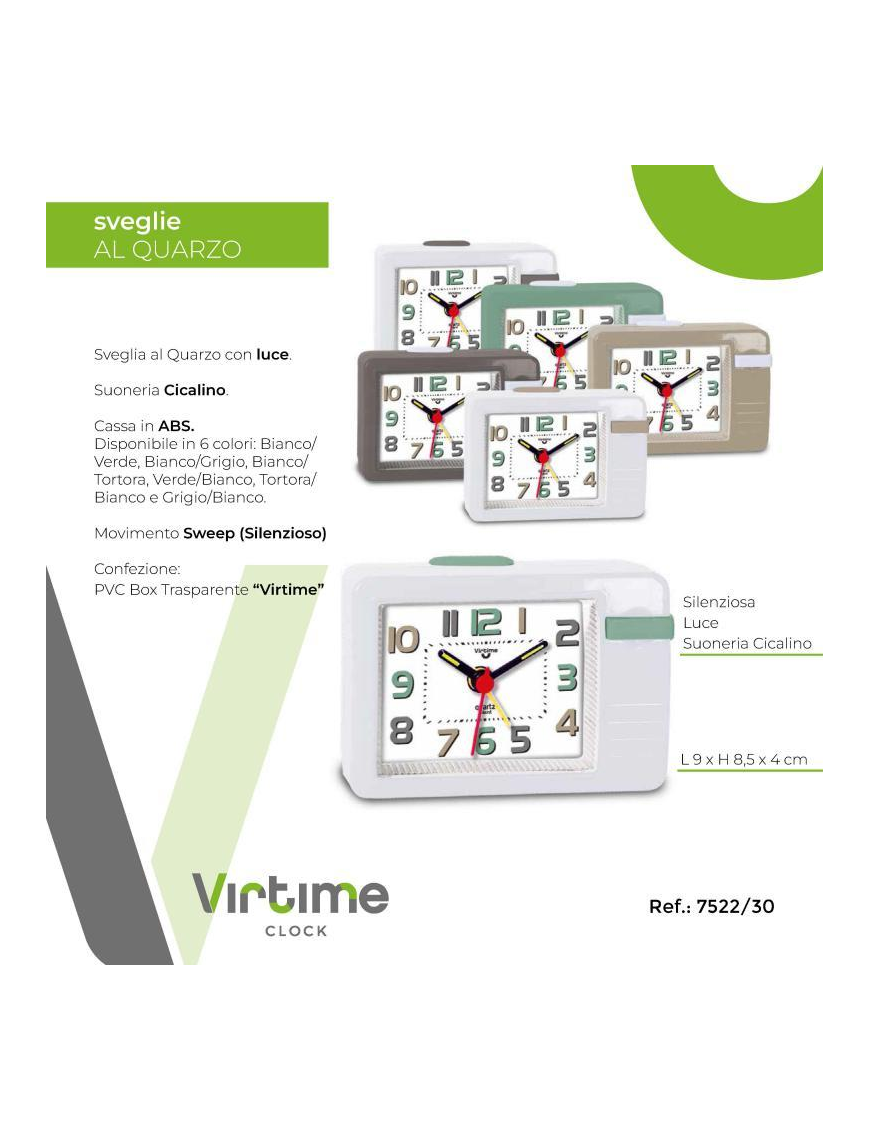 MINI SWEEP QUARTZ ALARM WITH LIGHT