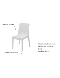 WHITE RATTAN LINE SELENE CHAIR WITHOUT ARMRESTS 55x46 CENTIMETERS
