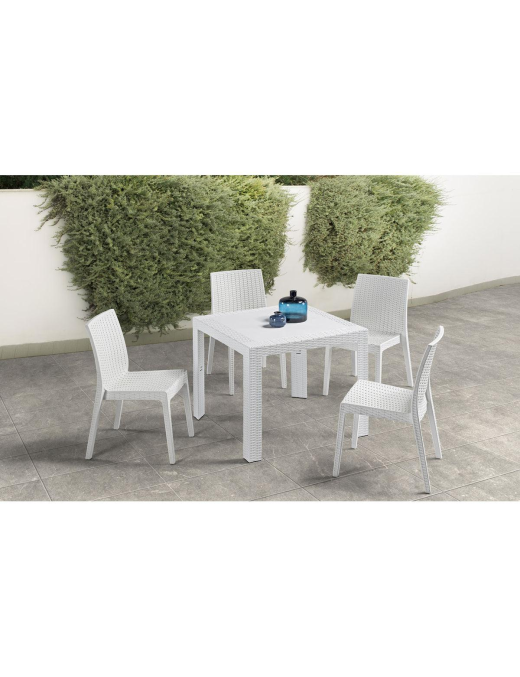 LINEA RATTAN BIANCO SEDIA SELENE SENZA BRACCIOLI 55x46 CENTIMETRI