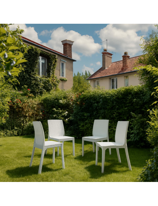 WHITE RATTAN LINE SELENE CHAIR WITHOUT ARMRESTS 55x46 CENTIMETERS