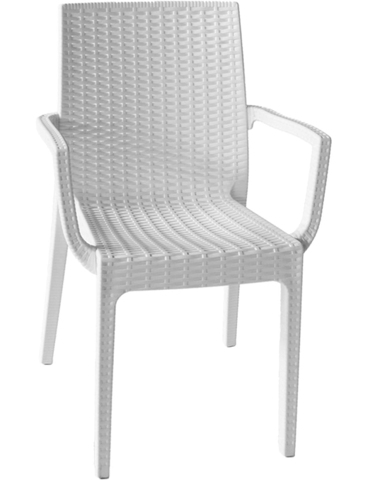 LINEA RATTAN BIANCO SEDIA DAFNE CON BRACCIOLI 55x54x85 CENTIMETRI
