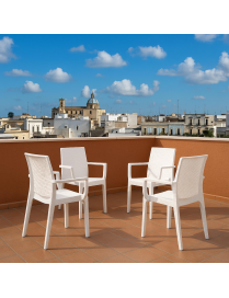 LINEA RATTAN BIANCO SEDIA DAFNE CON BRACCIOLI 55x54x85 CENTIMETRI