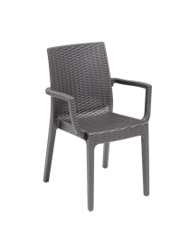 LINEA RATTAN MARRONE SEDIA DAFNE CON BRACCIOLI 55x54 CENTIMETRI