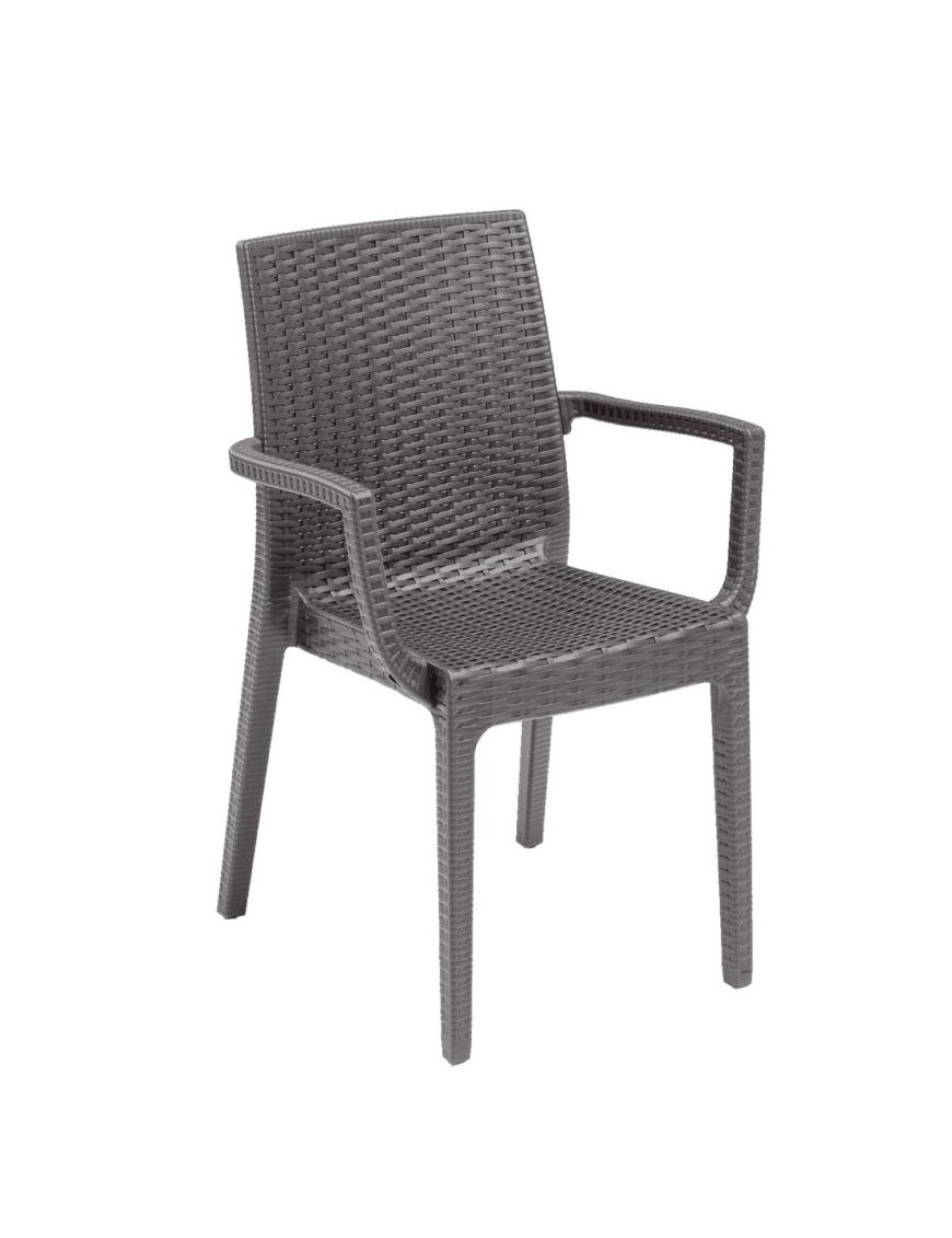 LINEA RATTAN MARRONE SEDIA DAFNE CON BRACCIOLI 55x54 CENTIMETRI