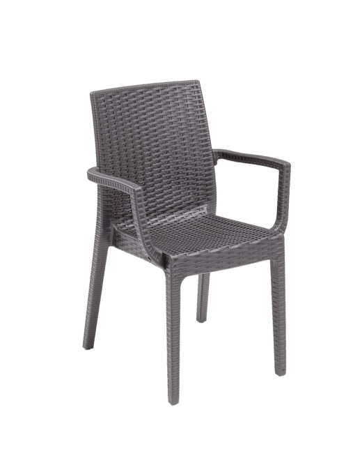 LINEA RATTAN MARRONE SEDIA DAFNE CON BRACCIOLI 55x54 CENTIMETRI
