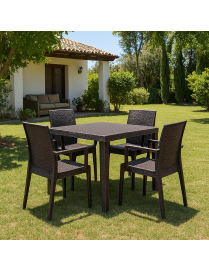 LINEA RATTAN MARRONE SEDIA DAFNE CON BRACCIOLI 55x54 CENTIMETRI