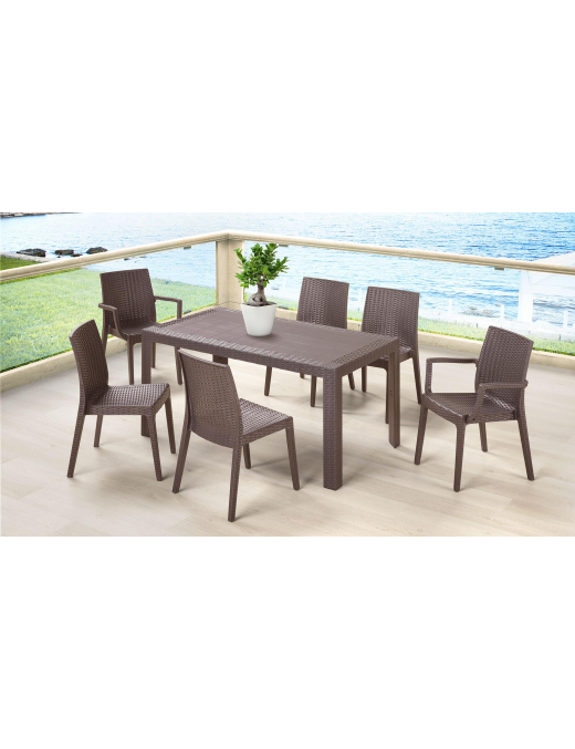 LINEA RATTAN MARRONE SEDIA SELENE SENZA BRACCIOLI 55x46 CENTIMETRI
